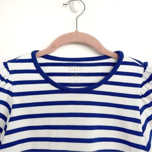 Kate Spade Broome Street Striped Puff  Sleeve Tassel Hem Top Sz Small - Picture 4 of 14